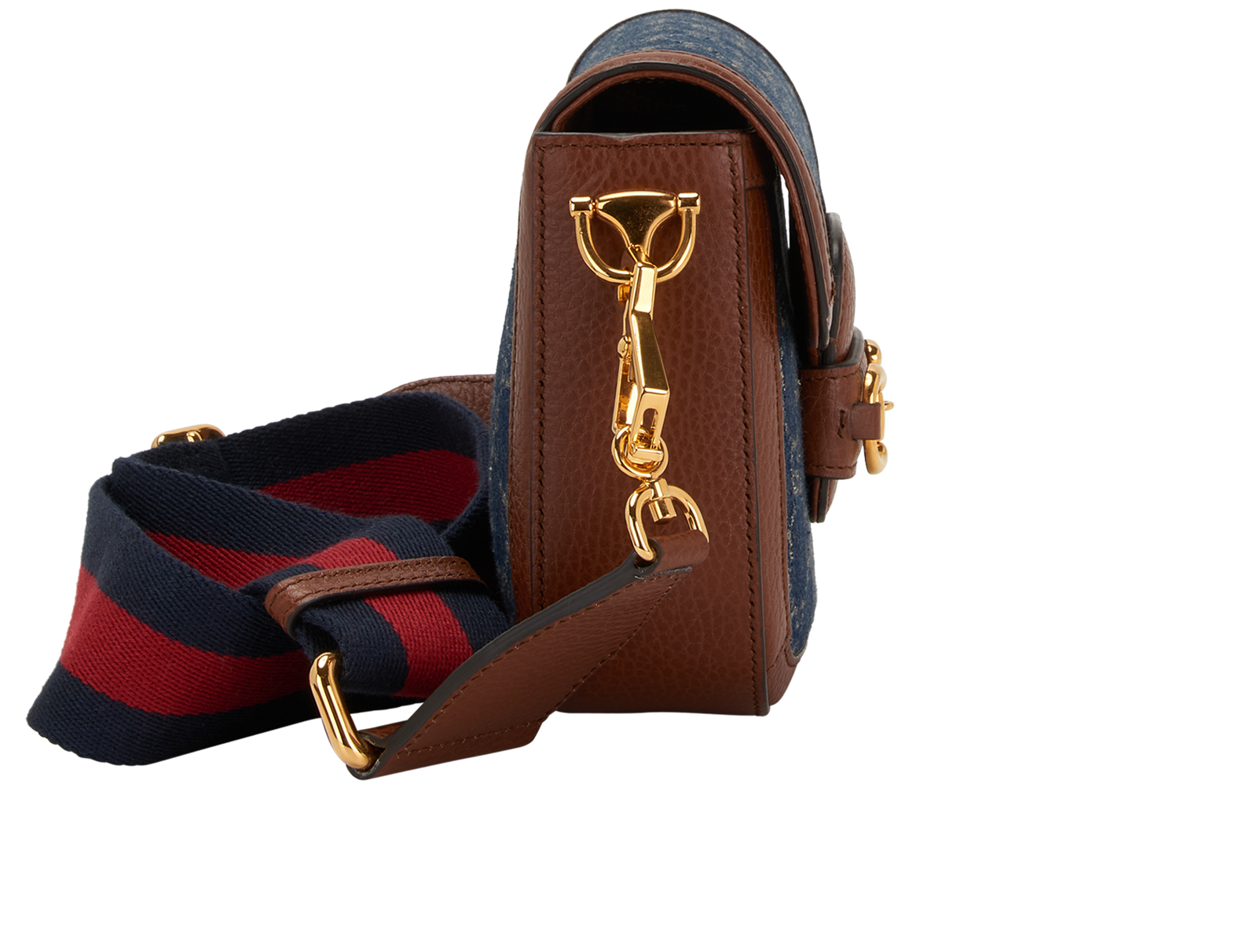 Mini Horsebit 1955 Shoulder Bag, &pound;950, Handbags, Blue, Canvas/Leather, Side view
